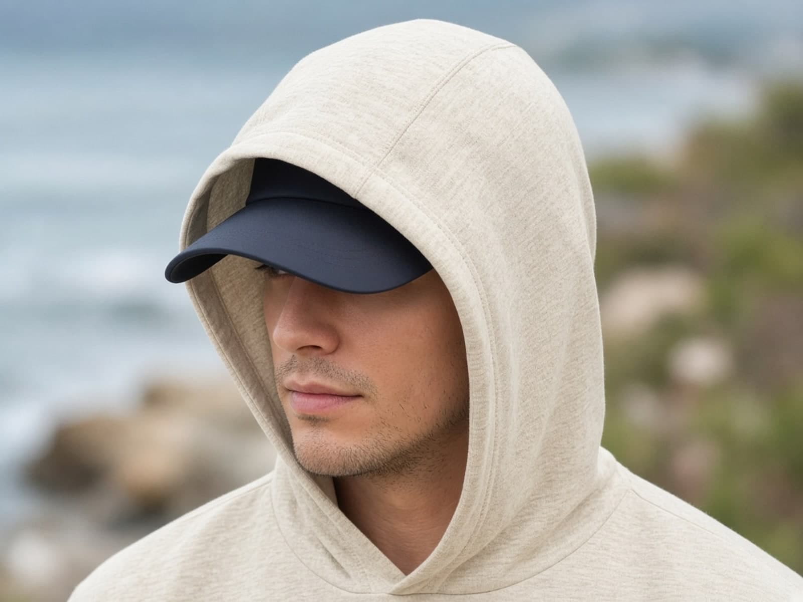 Regular hood worn over a cap